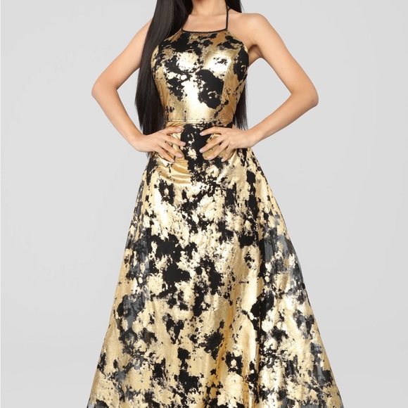 Take Me Higher Black and Gold Fashion Nova Gown - Picture 9 of 10